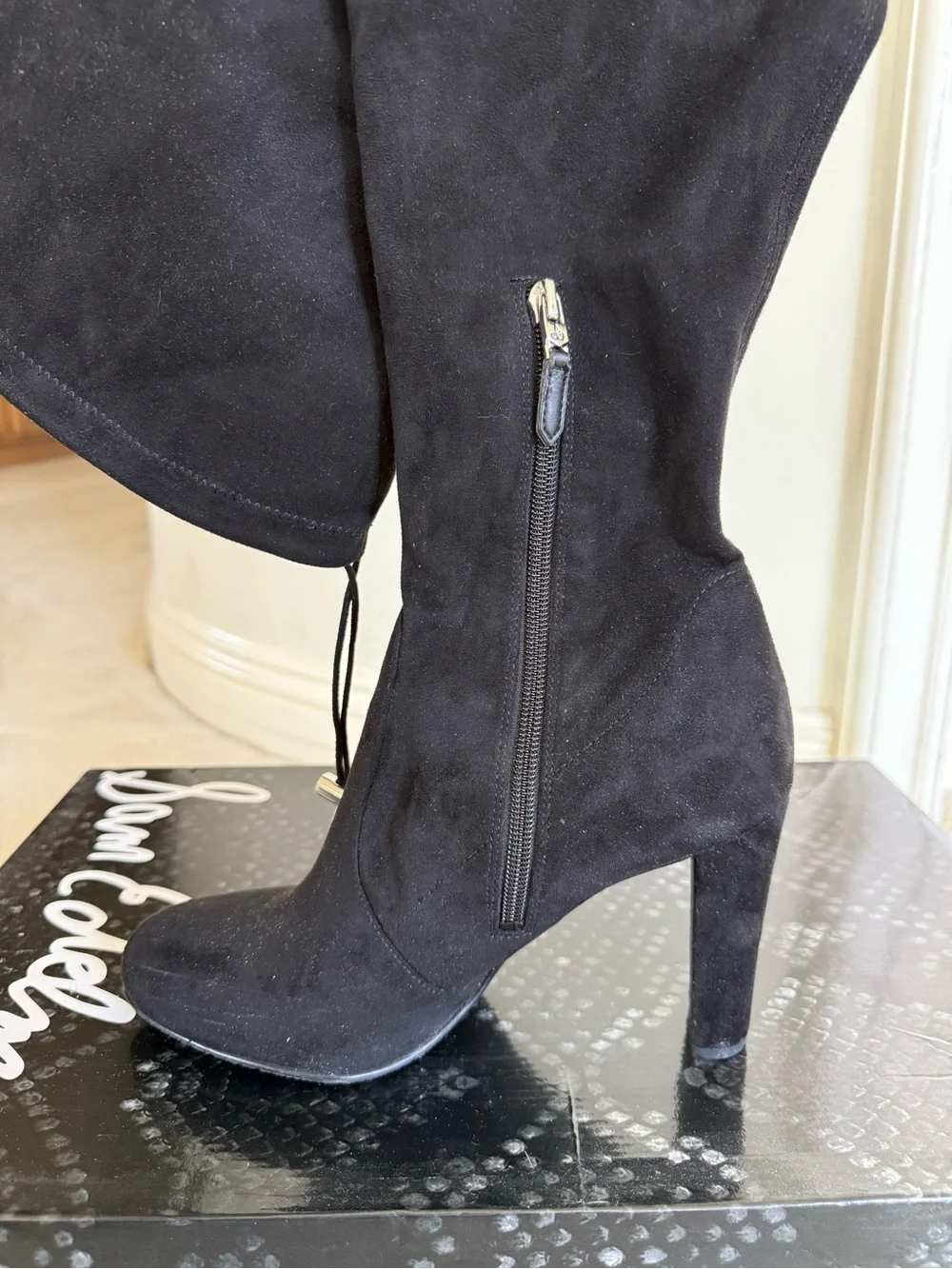 Sam Edelman Black “KENT” Over-the-Knee Suede High Block Heel Boots